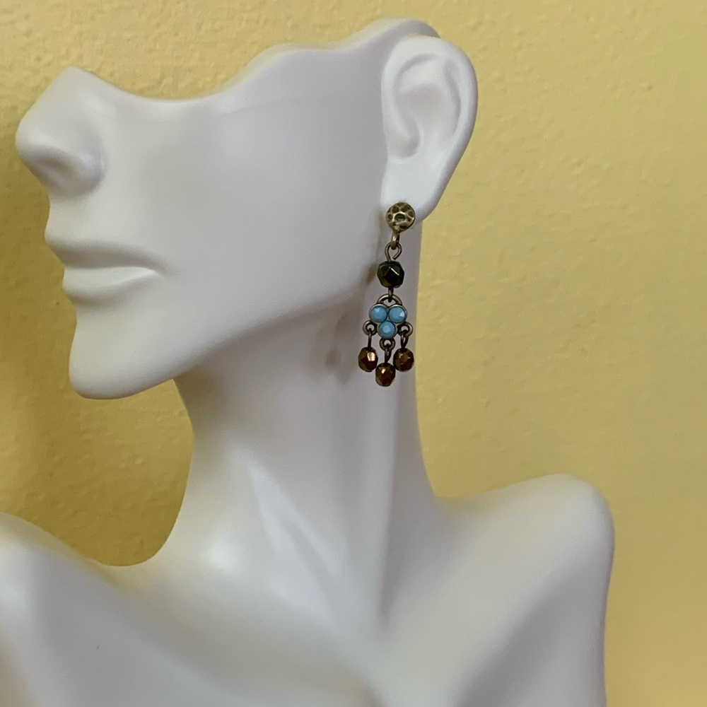 Iridescent statement earrings antique gold new